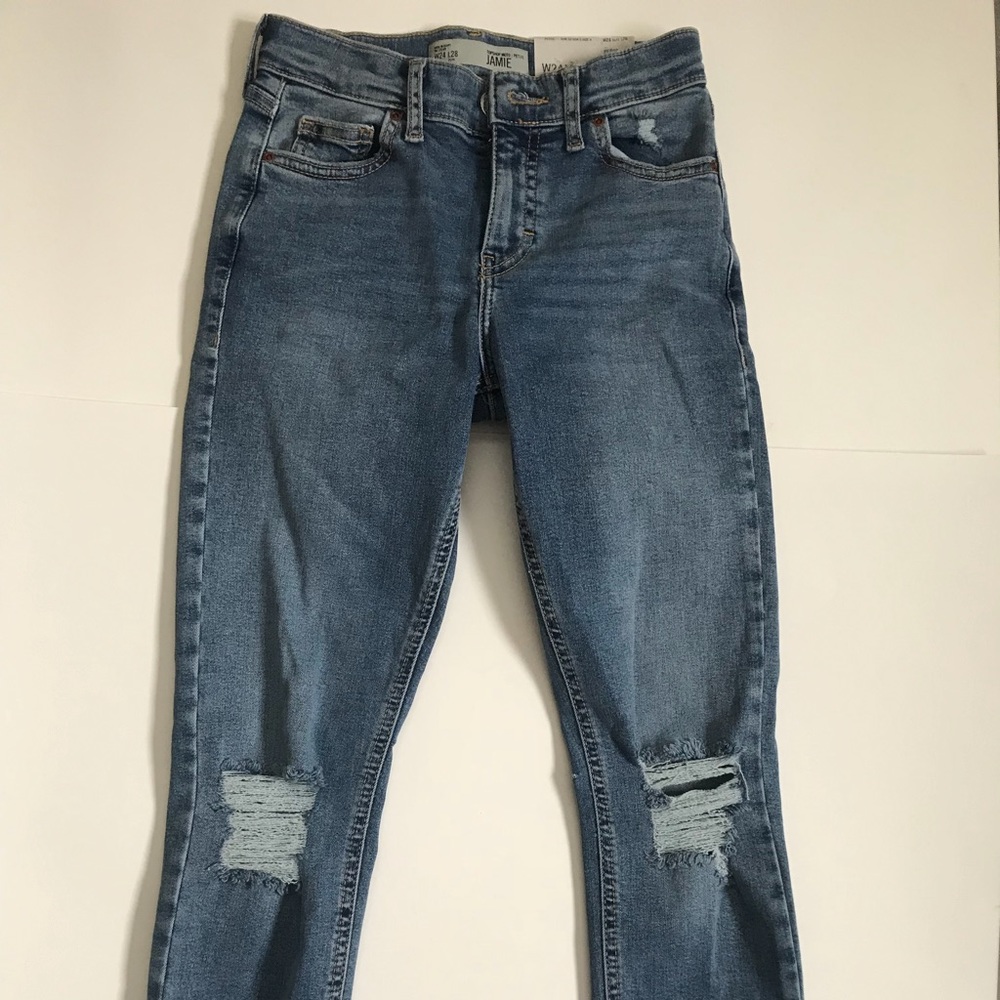 Topshop Petite Moto High Waist Ankle Grazer